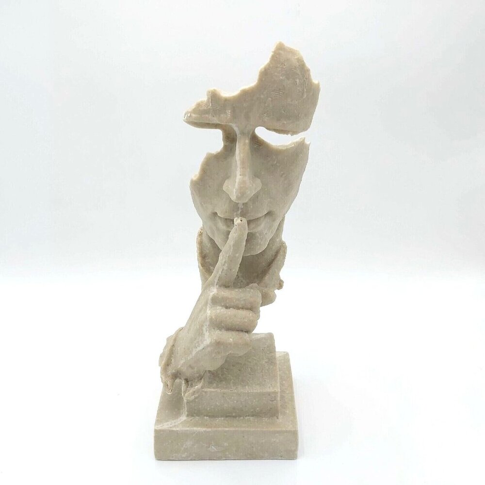 Modern "Silence is Golden" Abstract Sculpture-Resin Thinker Statue-Home & Office